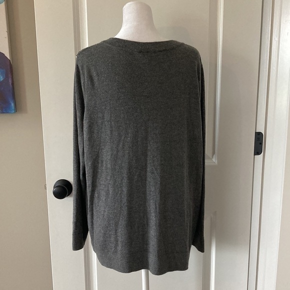 Talbots 2X petite open cardigan gray crewneck - Picture 10 of 14